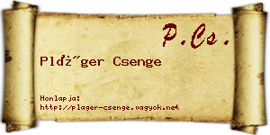 Pláger Csenge névjegykártya